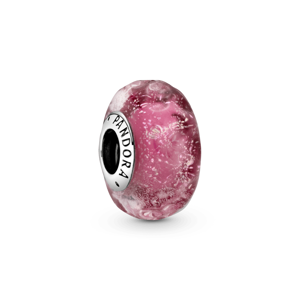 Wavy chic pink Murano glass bead