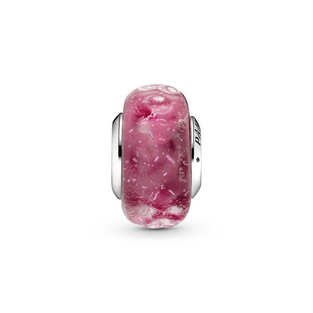 Wavy chic pink Murano glass bead