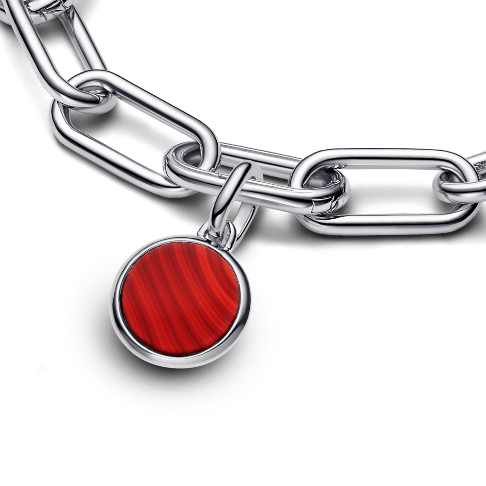 Gravierbarer Mini-Anhänger aus rotem Murano-Glas mit Medaillon