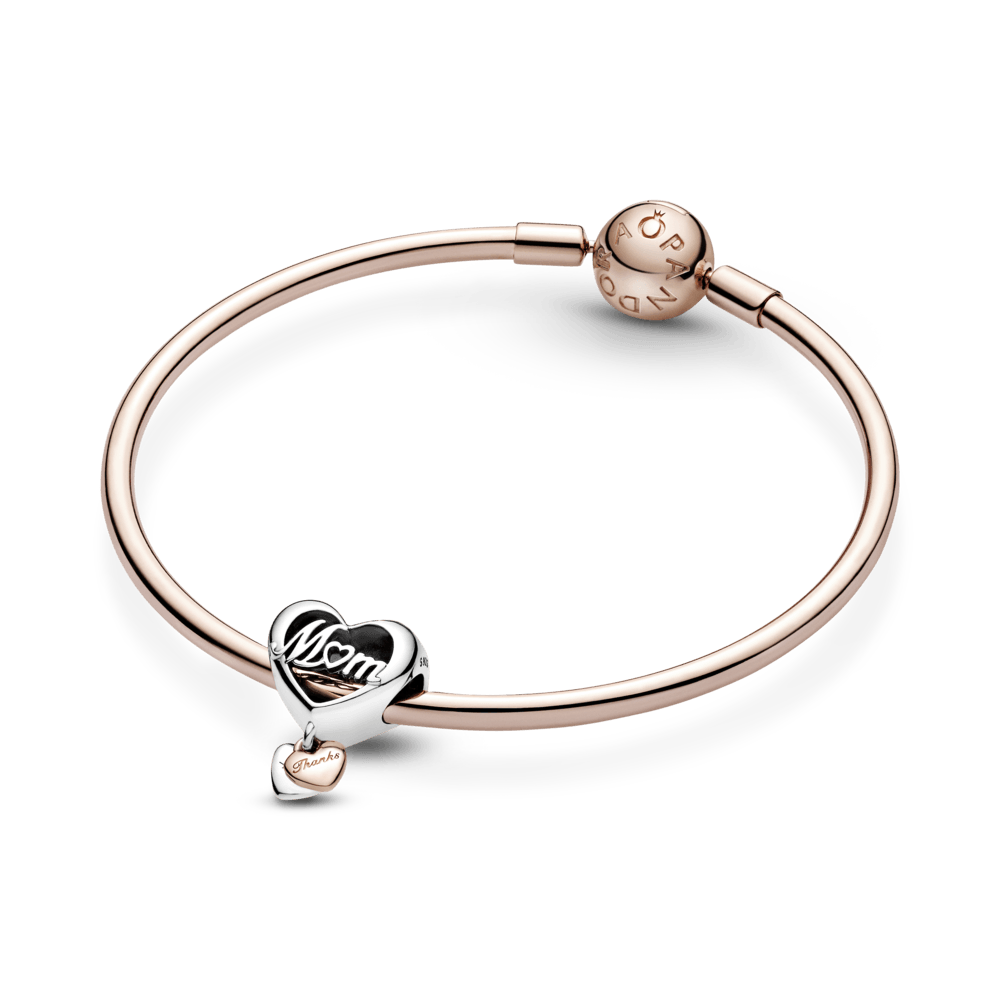 Herzförmige Perle mit der Aufschrift 'Danke, Mama'