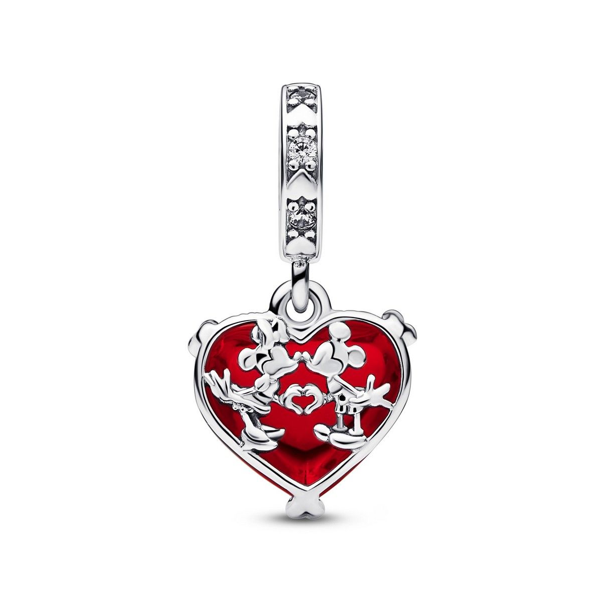 Mickey & Minnie Mouse Kiss Red Murano Glass Pendant 792522C01