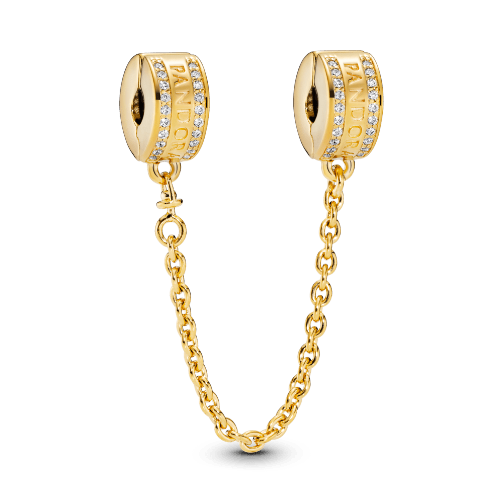 "Pandora Logo Sicherheitskette" could be rewritten as "Pandora Logo Sicherheitskette für Schmuck" or "Pandora Logo Schutzkette".