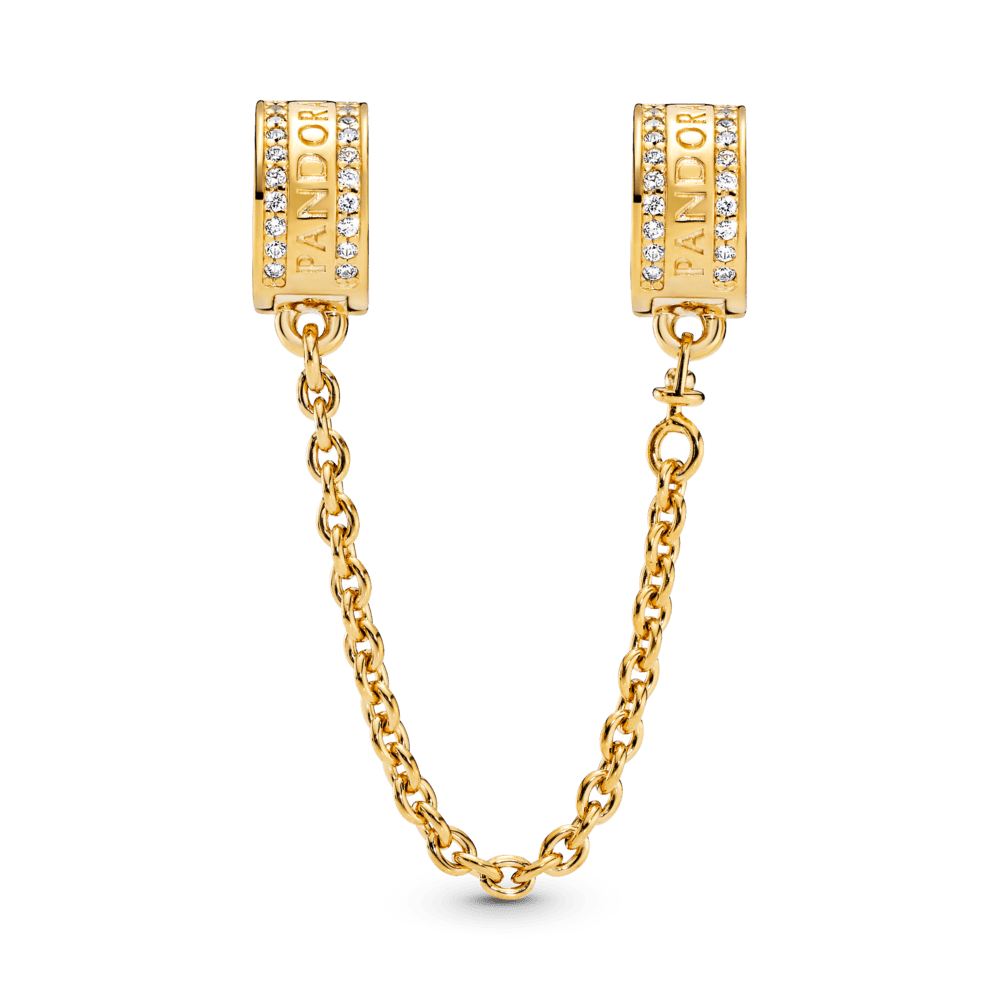 "Pandora Logo Sicherheitskette" could be rewritten as "Pandora Logo Sicherheitskette für Schmuck" or "Pandora Logo Schutzkette".