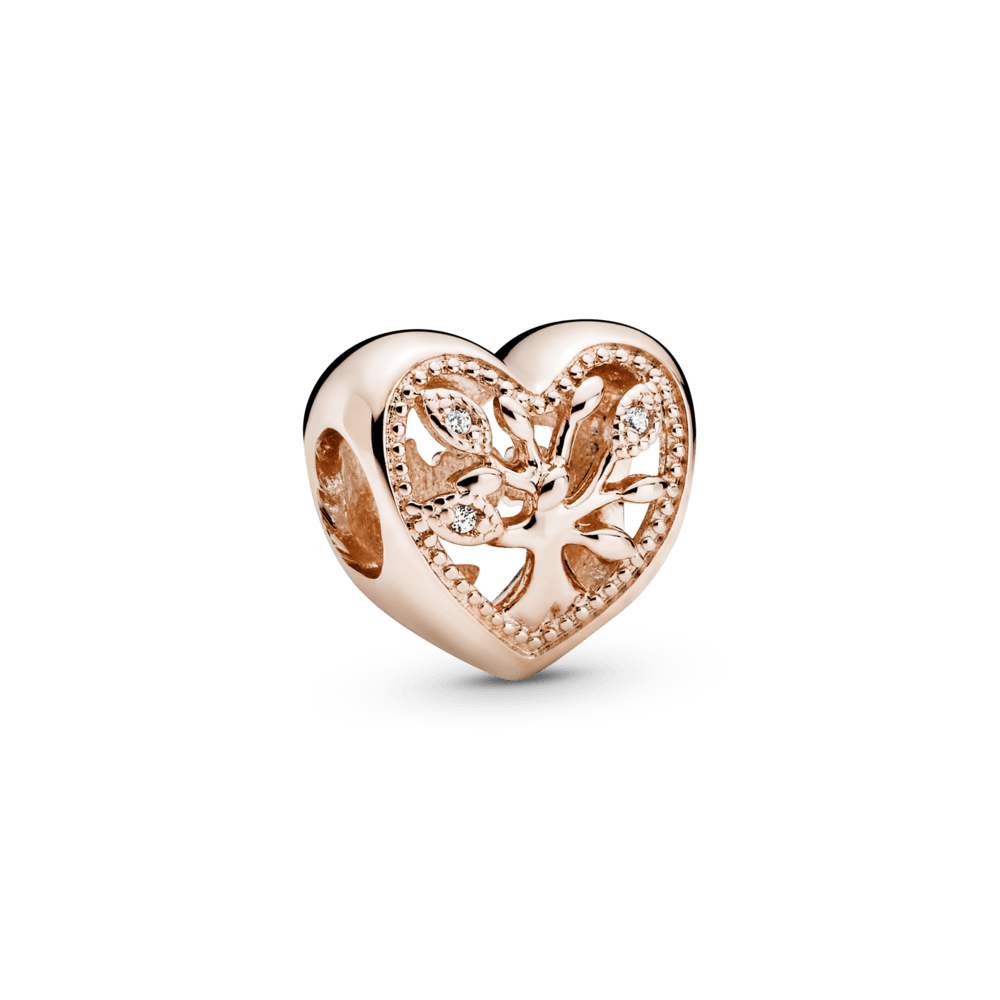 Openwork family tree heart bead