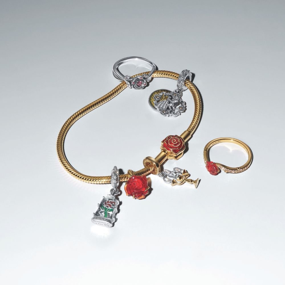 Mr. Hassam Die Schöne und das Biest Magische Rose Schlangen-Gliederarmband