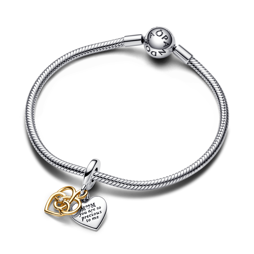 Zweifach hängender gravierter Anhänger 'Mama' mit laborgezüchtetem Diamanten