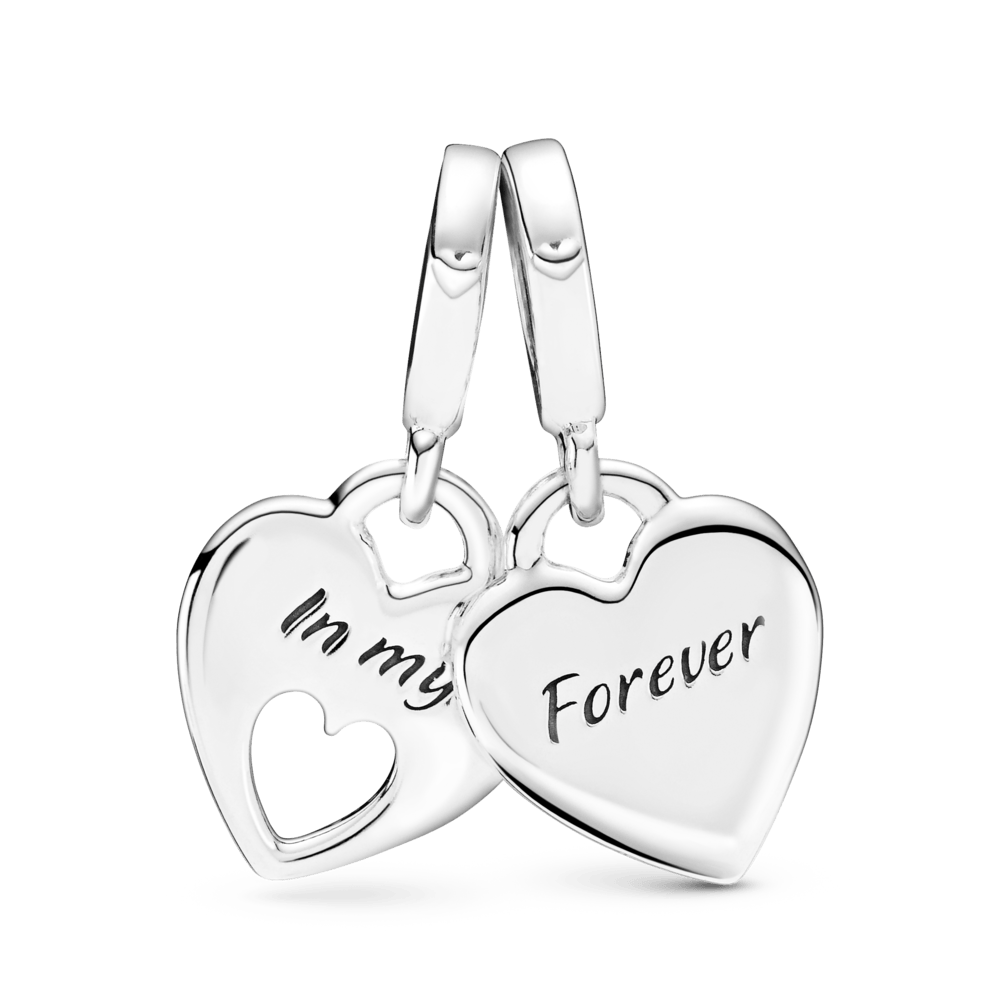 Double heart shaped dangling bead