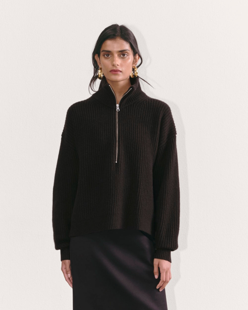 The Half-Zip Sweater in Luxe Merino | Black