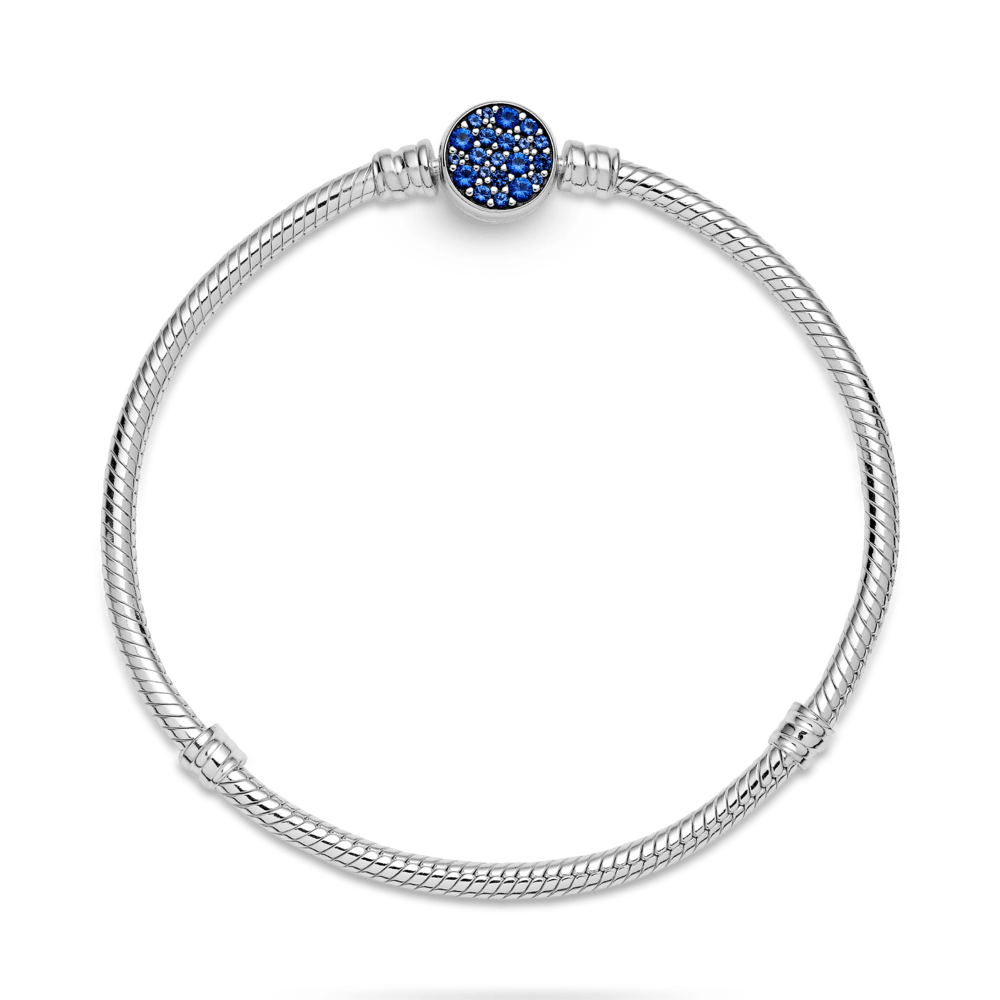 Mr. Hassan Moments žvilgančios mėlynos spalvos diskinio užsegimo gyvačių pynimo grandinėlės apyrankė